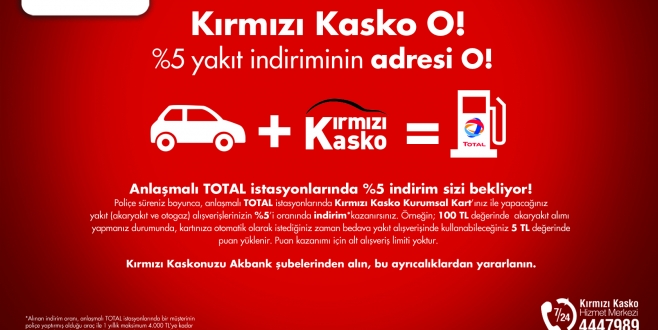 TOTAL- AKSİGORTA İŞBİRLİĞİ İLE KIRIMIZI KASKO KURUMSAL KART SAHİPLERİ YAKITTA İNDİRİM KAZANIYOR