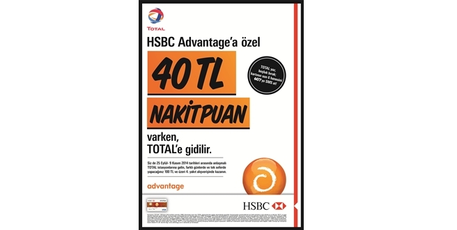 HSBC ve TOTAL’den 40 TL NakitPuan Kampanyası