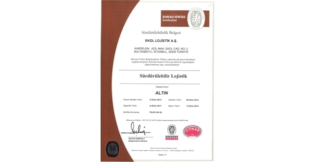 EKOL, DÜNYANIN İLK SÜRDÜRÜLEBİLİR LOJİSTİK ŞİRKETİ OLDU