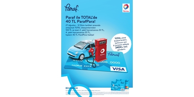 PARAF’TAN TOTAL’DE YAPILACAK HARCAMALARA 40 TL PARAFPARA